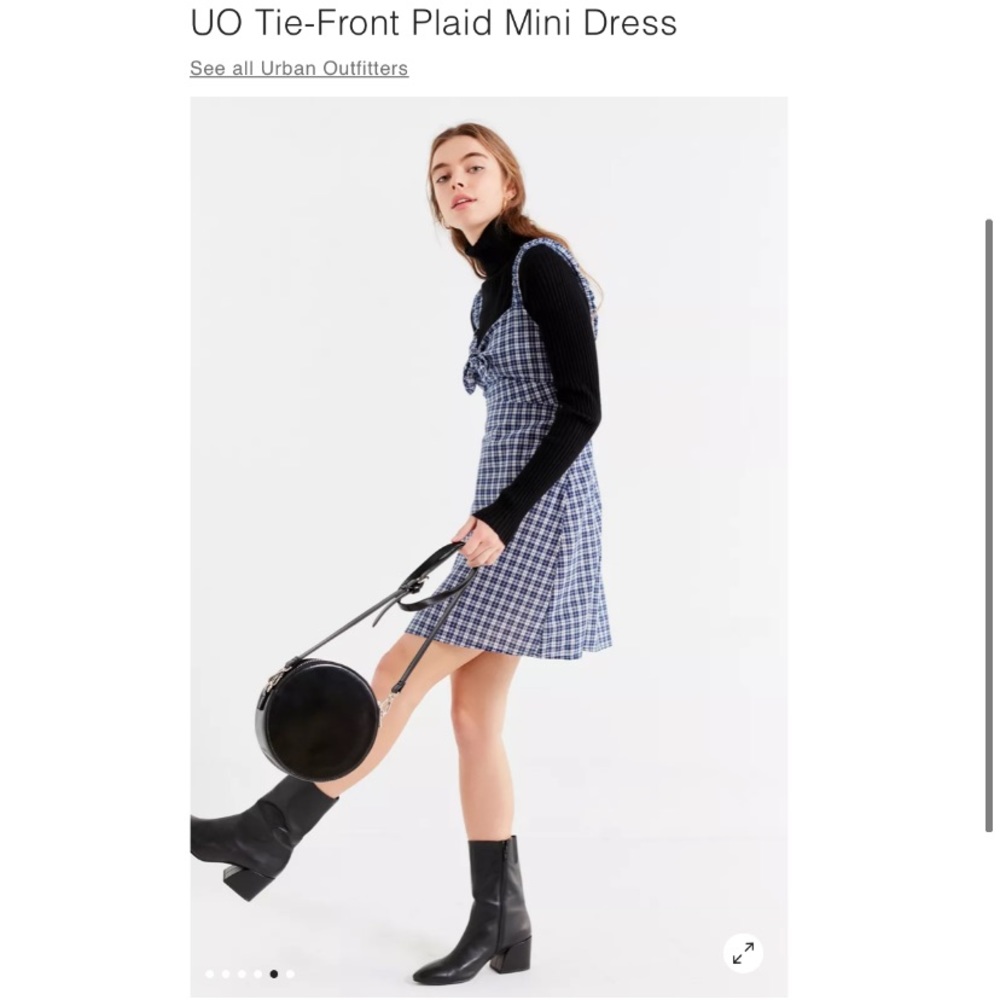 UO Tie-Front Plaid Mini Dress